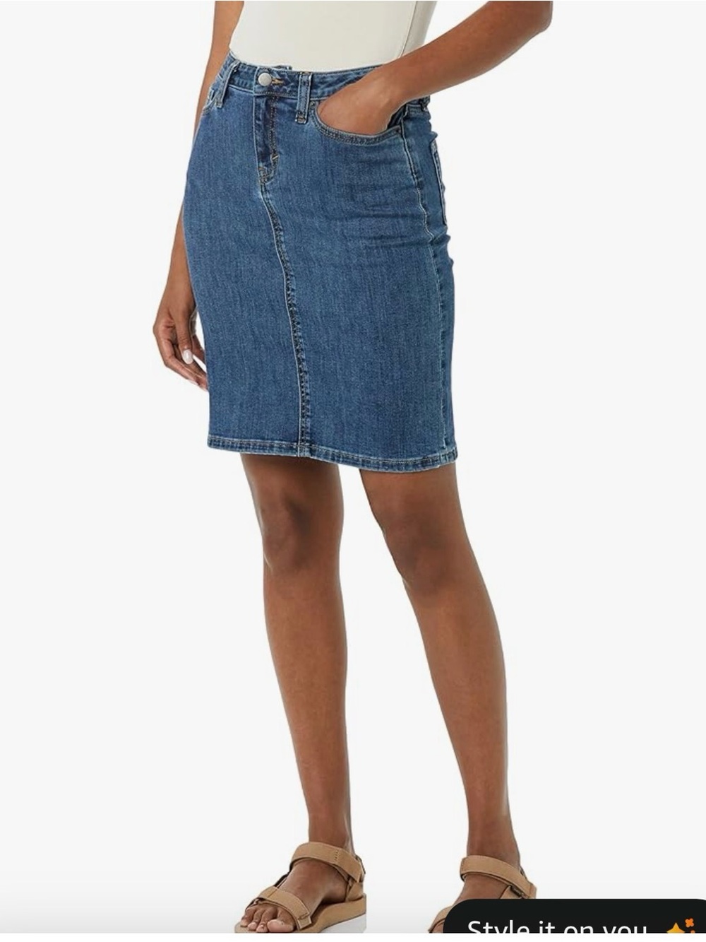 Amazon Essentials Blue Denim Pencil Skirt